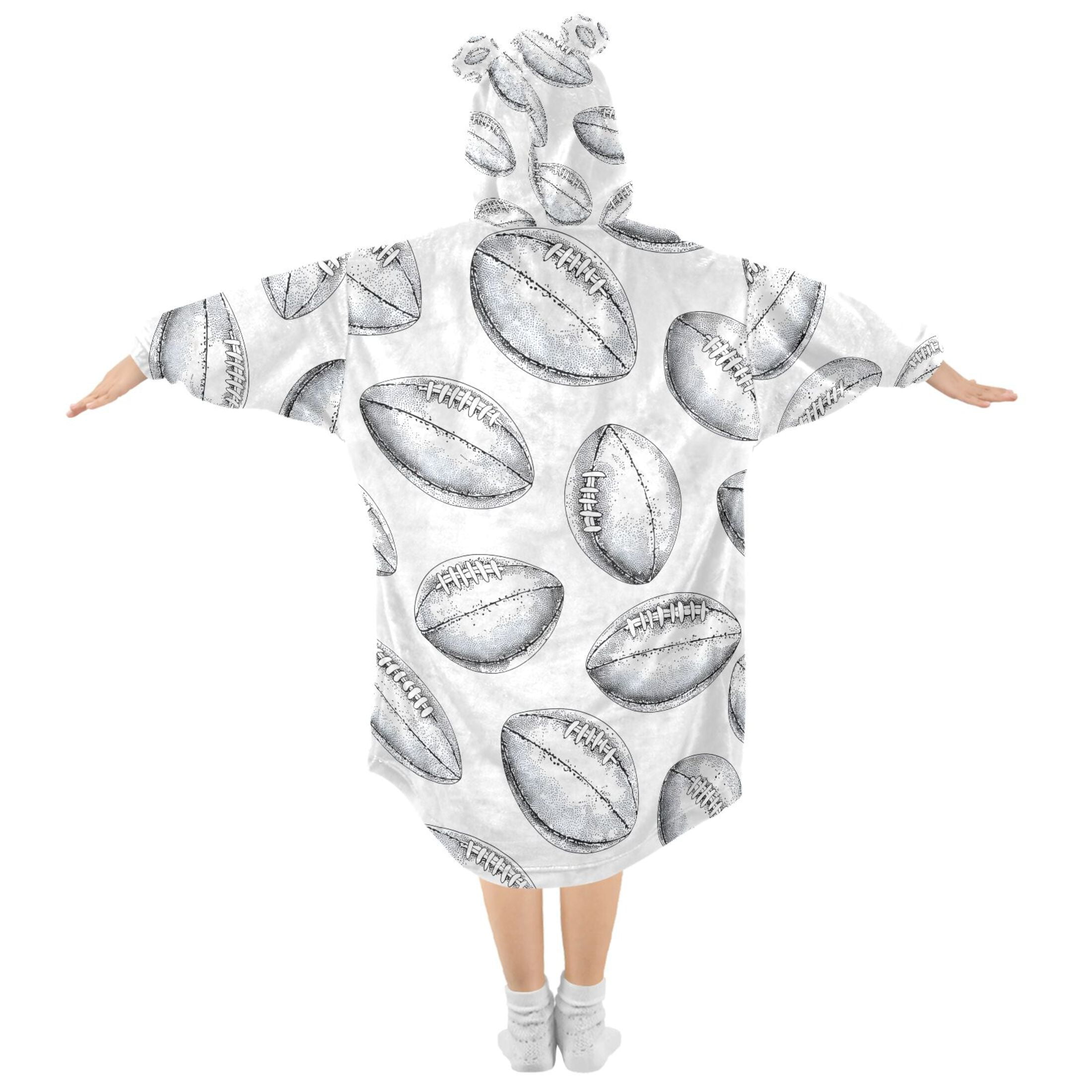 joogoo Blanket Hoodie for Retro Rugby Football Oversize Sweatshirt 3-14 YR L