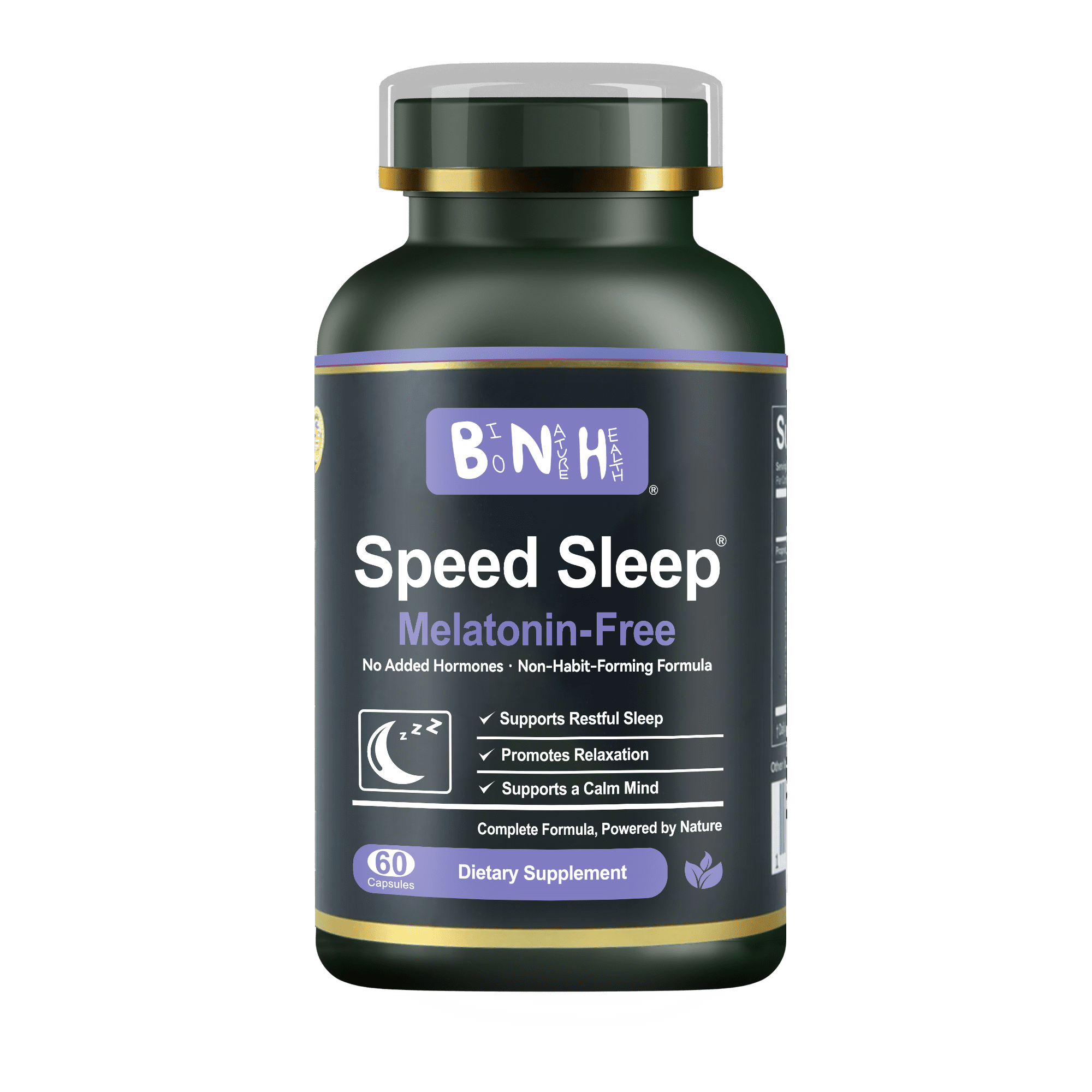 BNH Speed Sleep Melatonin-Free Nighttime Supplement with Ashwagandha & Ziziphus Seed, 60 Capsules