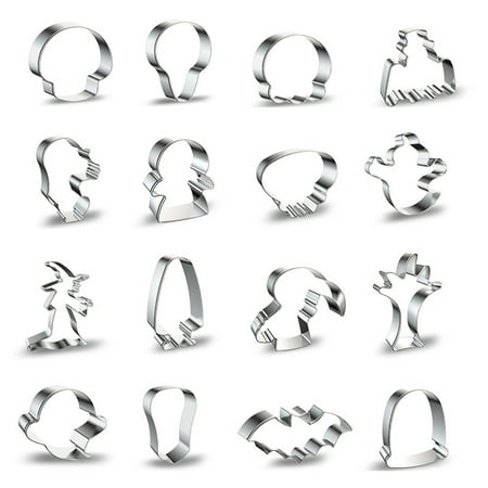 

SIEYIO 16pcs Halloween Ghost Skull Cookie Cutters Set Stainless Steel Biscuit Mold Fondant Pastry Decorating DIY