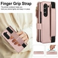 thumbnail image 6 of TECH CIRCLE Flip Wallet Case for Galaxy Z Fold 7 (2025) with Wrist Strap Lanyard, Built-in S Pen Holder/Hand Strap/Kickstand, PU Leather Lightweight Case with 6 Card Slots/Zipper Pocket, Rosegold, 6 of 7