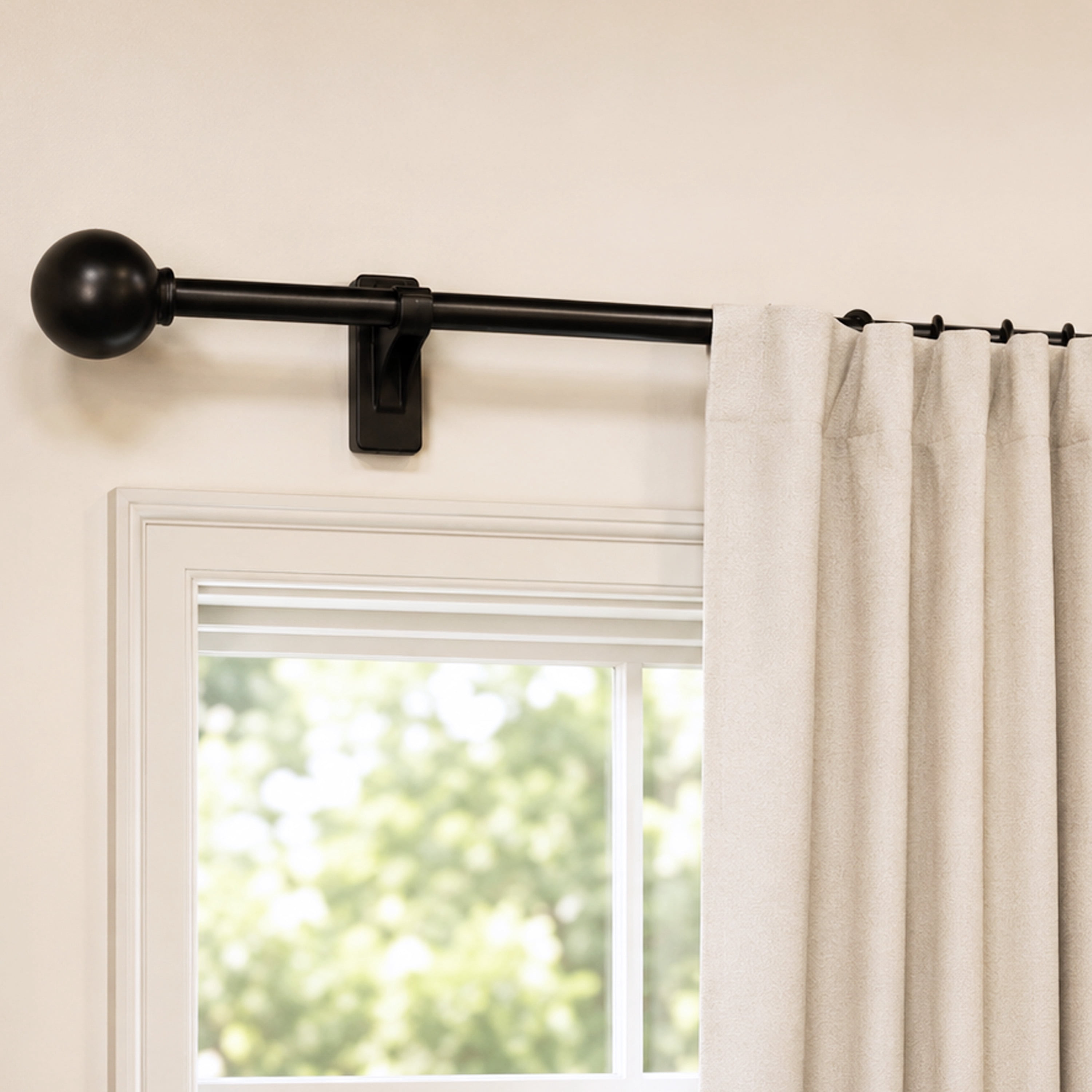 Mainstays Black Adhesive Curtain Rod Bracket Set, 2 Pieces