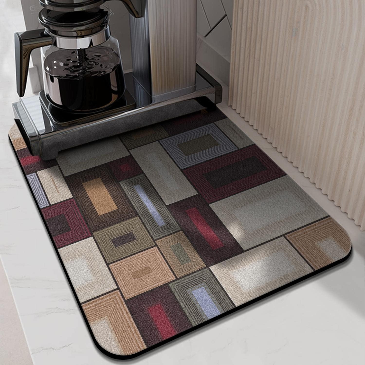 Washable Rubber Abstract Contemporary Dish Drying Mats for Kitchen Counter Home Large Coffee Bar Pad Accessories and Decor for Utensils Stemware 18''''x24''''