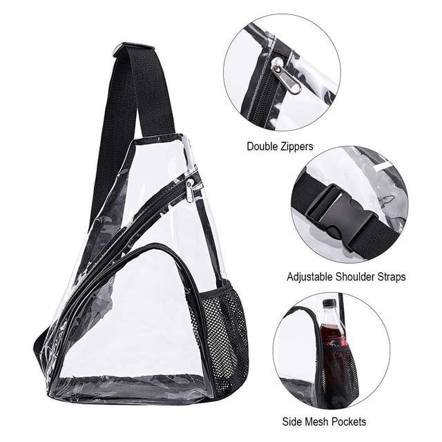 Bolso bandolera de PVC transparente - Mochila cruzada transparente aprobada por el estadio Mochila informal multiusos