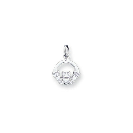 Jewelryweb 14k White Gold Claddagh Charm