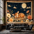 thumbnail image 6 of Sleeping Fawn on Wildflowers with Moonlit Sky, Dreamy Illustration for Animal Lovers, Nature Wall Decor, Halloween Gift, Tapestry Wall Hanging for Bedroom and Living Room, 6 of 7
