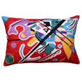 thumbnail image 1 of Kashmir Designs Funda de almohada lumbar Kandinsky roja abstracta, funda de almohada moderna, cojín moderno para silla, funda de almohada roja contemporánea, cojines para sofá de granja, cojines de la, 1 of 5