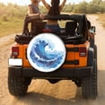 thumbnail image 3 of KAKALAD Ocean Wave Blue Waves White Spare Tire Cover Universal Vehicle Accessories Buckle Car Tools 14”in, 3 of 6