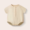 thumbnail image 2 of KPOPLK Baby Boy Clothes Infant Summer Casual Cartoon Print Romper Toddler Baby Plain Short Sleeve Bodysuit Jumpsuit Size 3-6 Months,Beige, 2 of 6