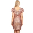 thumbnail image 3 of Fashion Womens Short Sleeve Sequin V Neck Bodycon Mini Club Dress, 3 of 5