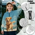 thumbnail image 7 of Xoenoiee Golden Retriever Print Oversized Sweatshirt for Girls Teens Half Zip Pullover Long Sleeve Tops Stand Collar Sweater Tunic Tops, Size 9-10 Years, 7 of 7