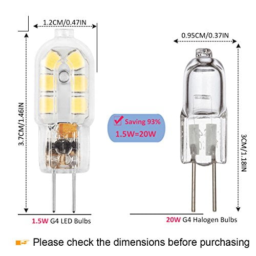 G4 LED Bulb, AMAZING POWER 12V Bi Pin Bulb, 20W Halogen Bulb Replacement, Daylight White 6000K, 10-Pack Walmart.com