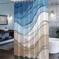 thumbnail image 3 of Blue Brown Shower Curtains for Bathroom, Gradient Abstract Wave Geometric Modern Washable Fabric Shower Curtain with Hooks Waterproof Bathroom Decor Sets, 72 x 96 Inches, 3 of 9