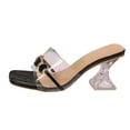 thumbnail image 2 of Xdegoge Womens Clear Heels Sandals Plus Size Open Toe Summer Beach Shoes Transparent Strap Dressy Slippers Strolling Walking Ladies Party Slides, 2 of 9
