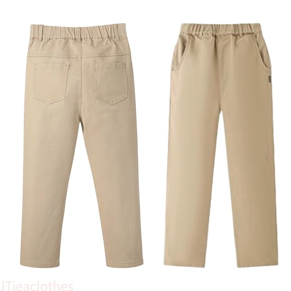 JTieaclothes Boys School Uniform Pants Khaki Casual Dress Pants Elastic Waist Flat Front Chino Pant,Boys Pants Sizes 3-4 Years