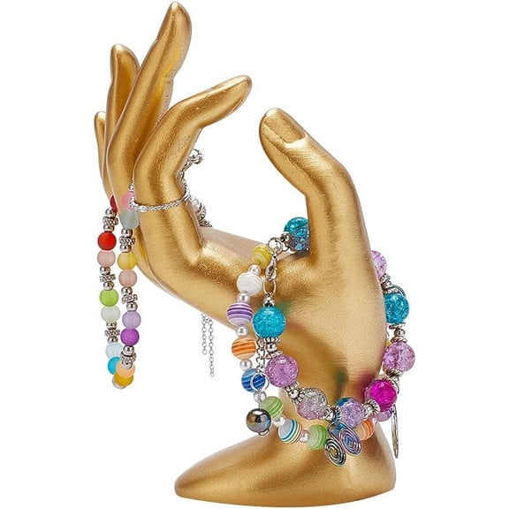 Hand Jewelry Display Holder Gold OK Shaped Hand Ring Jewelry Organizer for Earring Ring Watch Bracelet Storage 2.75 x 3.54 x 6.29 Inches