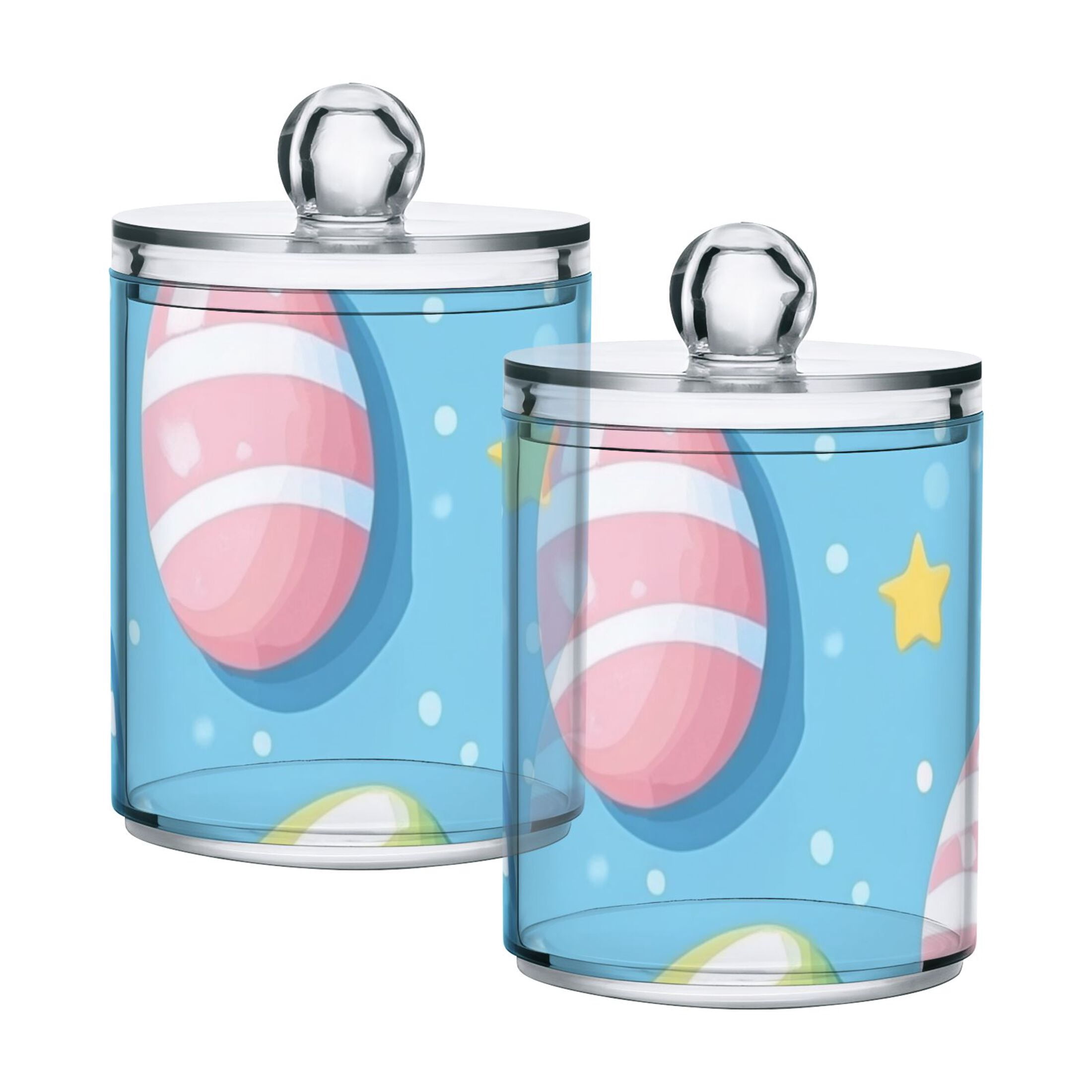 Ckdifva Easter Eggs Stars Storage Jar with Lid Acrylic Organization Storage Containers Set of 4