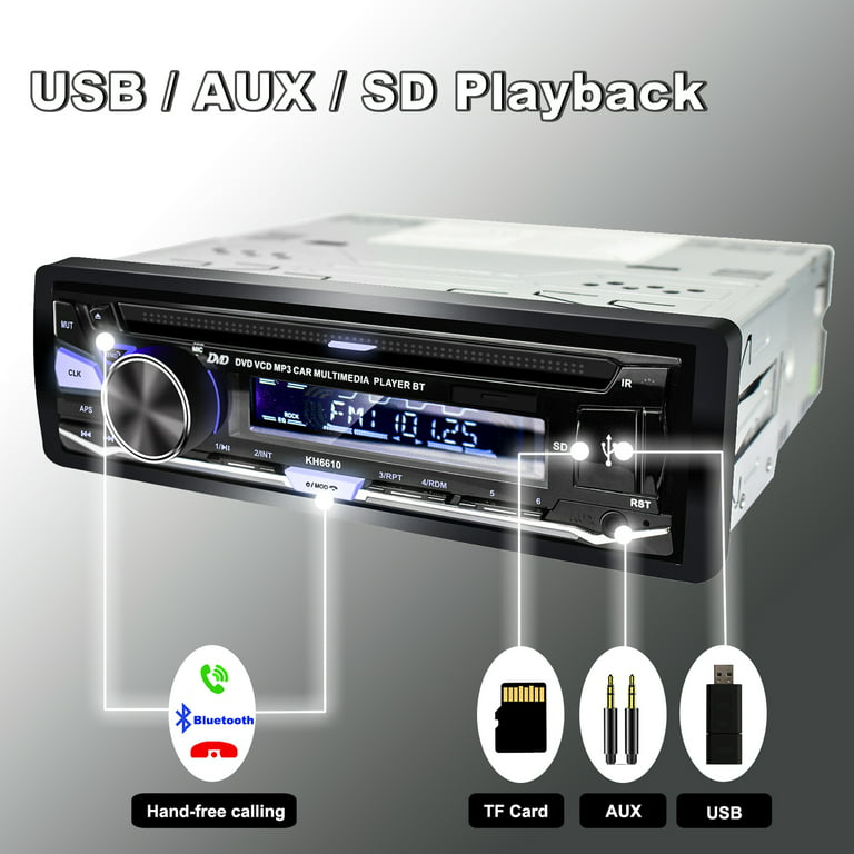 Alondy Single DIN Car Stereo with CD/DVD Player Bluetooth AM/FM/RDS Radio  USB SD Aux Audio Receivers