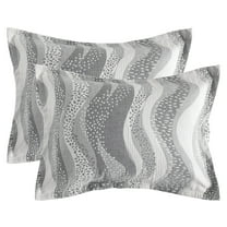 Ntbay 2 Pack Breathable Cotton Pillow Shams,3 Layer Muslin Decorative Pillow Covers with Envelope Closure, Queen Size, Gray Wheat Waves