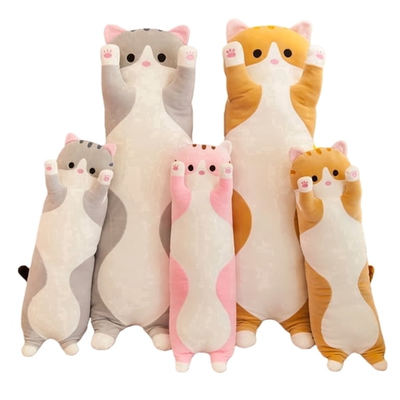 19.68in Long Cat Plush Toy Soft Stuffed Animal Plush Kawaii Cat Pillow Gift