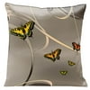 Lama Kasso 23A Butterflies and Scrolls with sunset accents on Bronze Background 18 in. Square Satin Pillow
