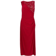 RM Richards Womens Asymmetrical Ruched Lace Dress