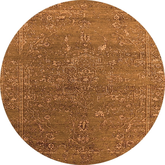 Ahgly Company Indoor Round Oriental Orange Industrial Area Rugs, 3' Round