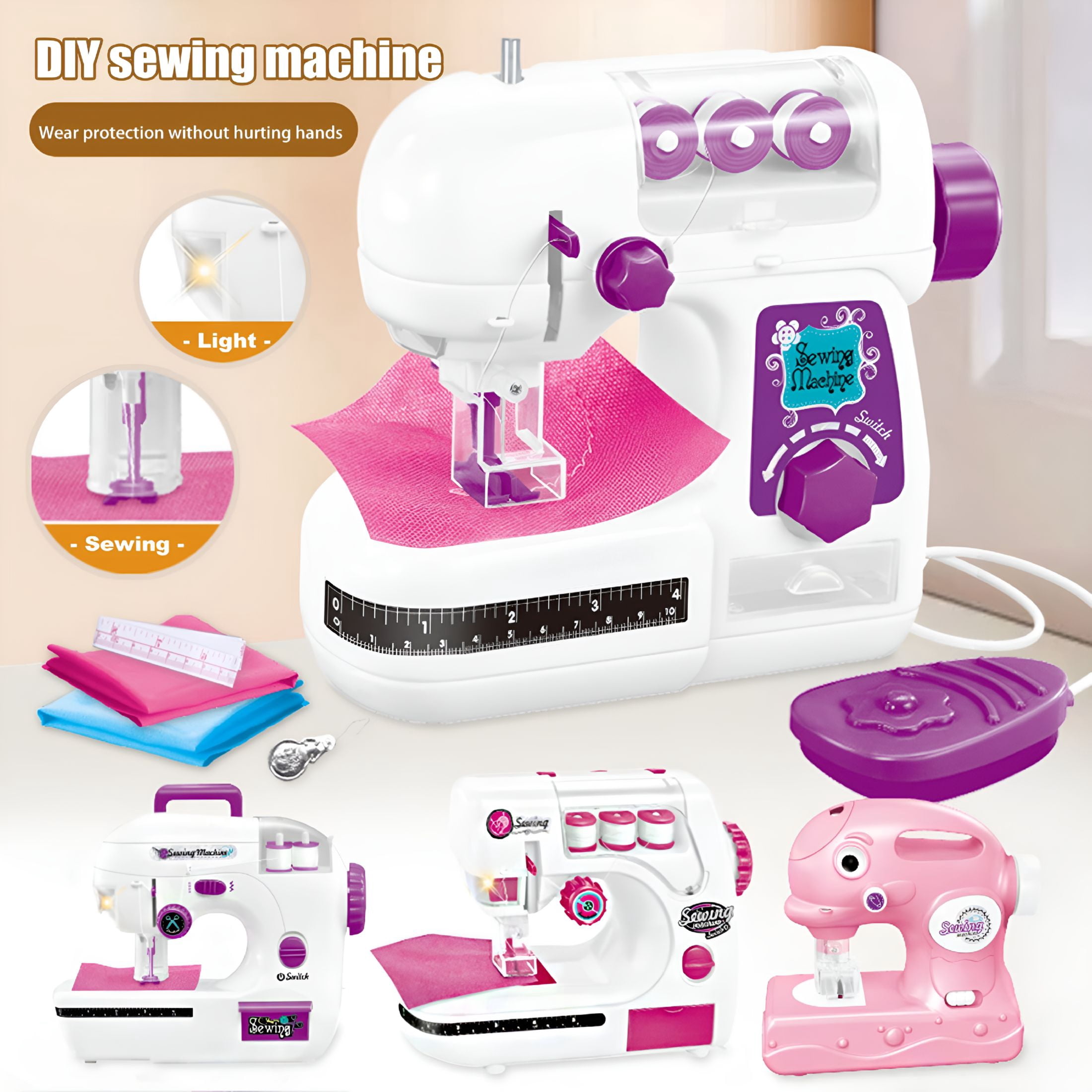 BESTSKY 2026 New Kids Sewing Machine Toy Toddler Mini Sewing Machine with Pre-Threaded Box,For Kids,Girl,Household,Travel 1Set,For Learning,Creative Play,Early Education,Crafting,Fun Activities