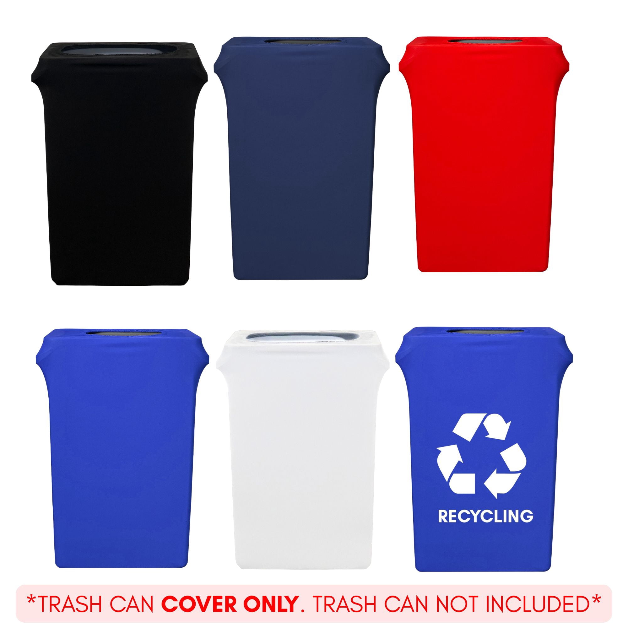 YOUR CHAIR COVERS - 23 Gallon Spandex Slim Jim Narrow Trash Can Cover - Navy Blue (Cover ONLY, Trash CAN NOT Included)