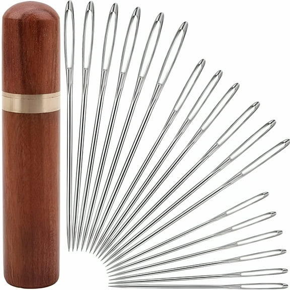 FACEGA 18 Pieces Large Eye Sewing Needles,Handmade Yarn Knitting Needles,Sewing Sharp Needles,Stainless Steel Embroidery Thread Needle Leather Needle Tapestry Needle