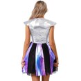 thumbnail image 2 of iiniim Women Outer Space Flight Outfit Shiny Metallic Sleeveless Dress Halloween Alien Costume Silver M, 2 of 7