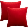 thumbnail image 6 of Pack of 2 Christmas Bright Red Velvet Throw Pillow Covers 18x18 Inch Soft Solid Decorative Square Cushion Cases for Couch Sofa Bedroom, 6 of 6