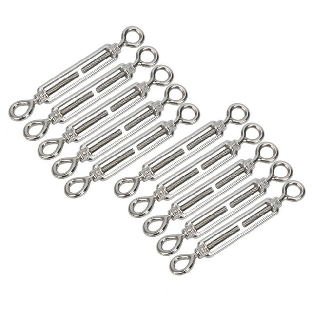 SUTENGDA 10 Pcs Tendeur de Fil à Boucle 304 Crochet et Il Réglable Tendeur en Acier Inoxydable M6 Ensemble Corde Robuste
