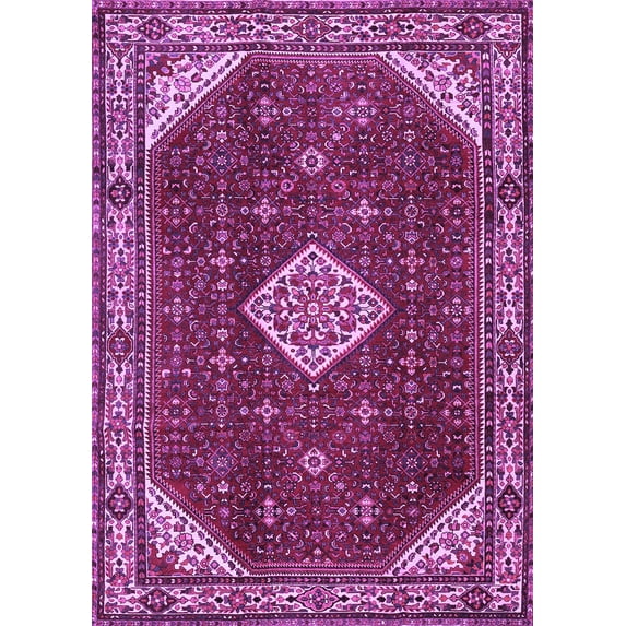 Ahgly Company Indoor Rectangle Medallion Purple Traditional Area Rugs, 7' x 9'