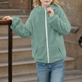 thumbnail image 6 of Atogsazn Kids Girls Fuzzy Jackets Children Zip Up Long Sleeve Hooded Jackets Winter Warm Clothes Outerwear Green 11-12 Years on Clearance, 6 of 7