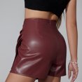 thumbnail image 6 of Perfectbot Women's Faux Leather Bodycon Mini Skorts Ruched Asymmetrical Wrap Zipper Slit Short Skirts, 6 of 8