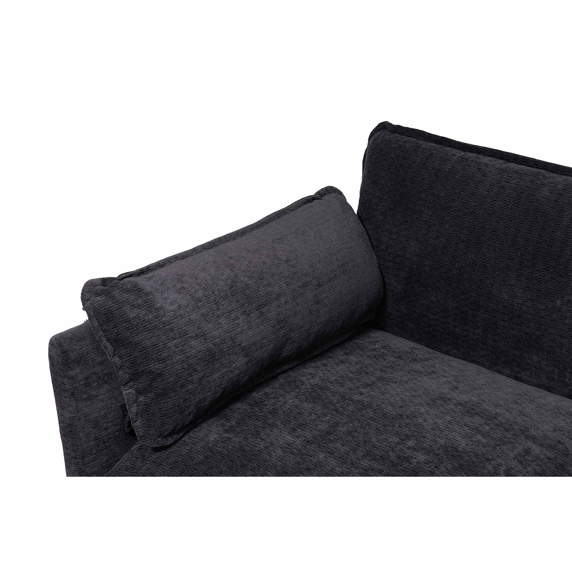 Lunale Oversized Modern Accent Chair with Ottoman, Lounge Reading Armchair, Single Sofa Chair for Living Room, Black Boucle