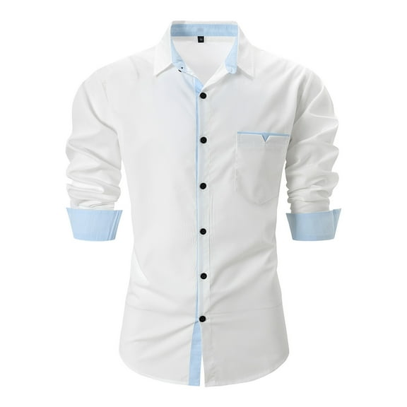 Njoeus Long Sleeve Shirts For Men Men'S T-Shirts Mens Business Dress Shirts Men'S Long Sleeve Casual Button Up Shirt Formal Collared Work Shirt For Men Wedding Party Shirts For Men Summer Savings