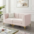 thumbnail image 2 of Tufted Loveseat Sofa, Velvet, Pink, Modern Contemporary Urban Design, Living Lounge Room Hotel Lobby Hospitality, 2 of 7
