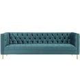 thumbnail image 1 of Modway Delight Tufted Button Performance Velvet Stainless Steel Sofa in Sea Blue, 1 of 7