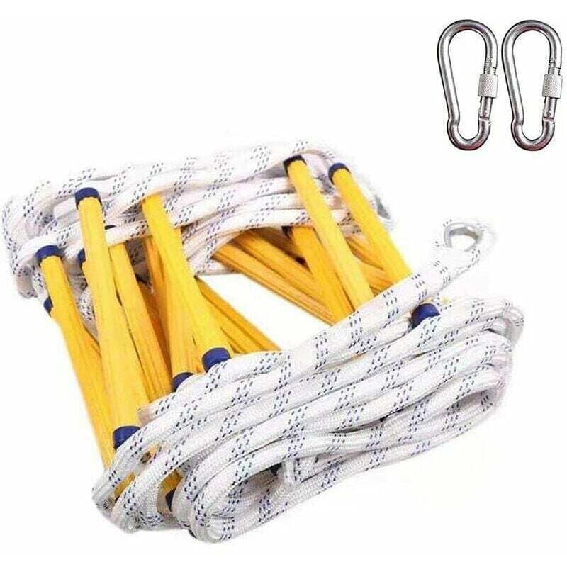 – 3m Fire Escape Rope Ladder – Flame Resistant – Stainless Steel Carabiners – For Emergency Situations