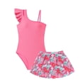 thumbnail image 3 of One Piece Swimsuit for Girls with Shorts Classic Floral Print Soft Sun Protection Cutout Ruched Bathing Suits Tie Adjustable Straps Girls' Swimwear 9-16y, 3 of 5