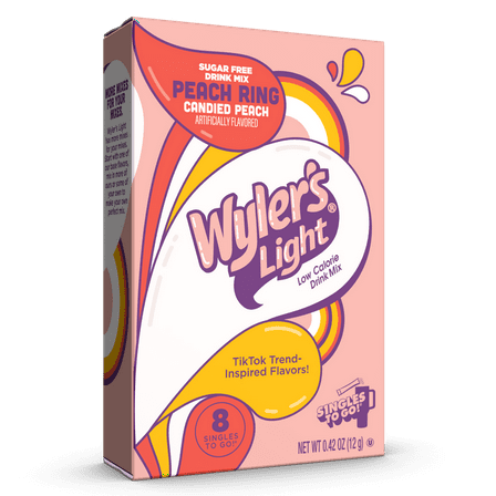 Wyler's Light Watertok Fun Flavor, Peach Ring, To Go Pack, 1 Flavor, 0.42 oz., 8 Count