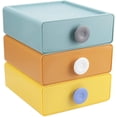 thumbnail image 1 of Organizador de almacenamiento de plástico de 3 cajones, juego de cajones apilables para organización de escritorio para maquillaje, suministros dentales, cuidado del cabello, oficina, 1 of 6
