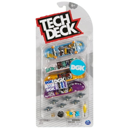 Tech Deck, Ultra DLX Fingerboard 4-Pack, DGK, Collectible and Customizable Mini Skateboards, Kids Toys for Ages 6 and up