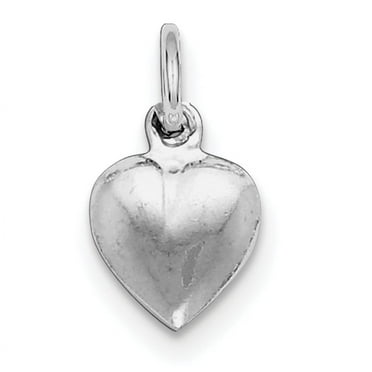 Sterling Silver Rhodium-plated Puffed Heart Charm