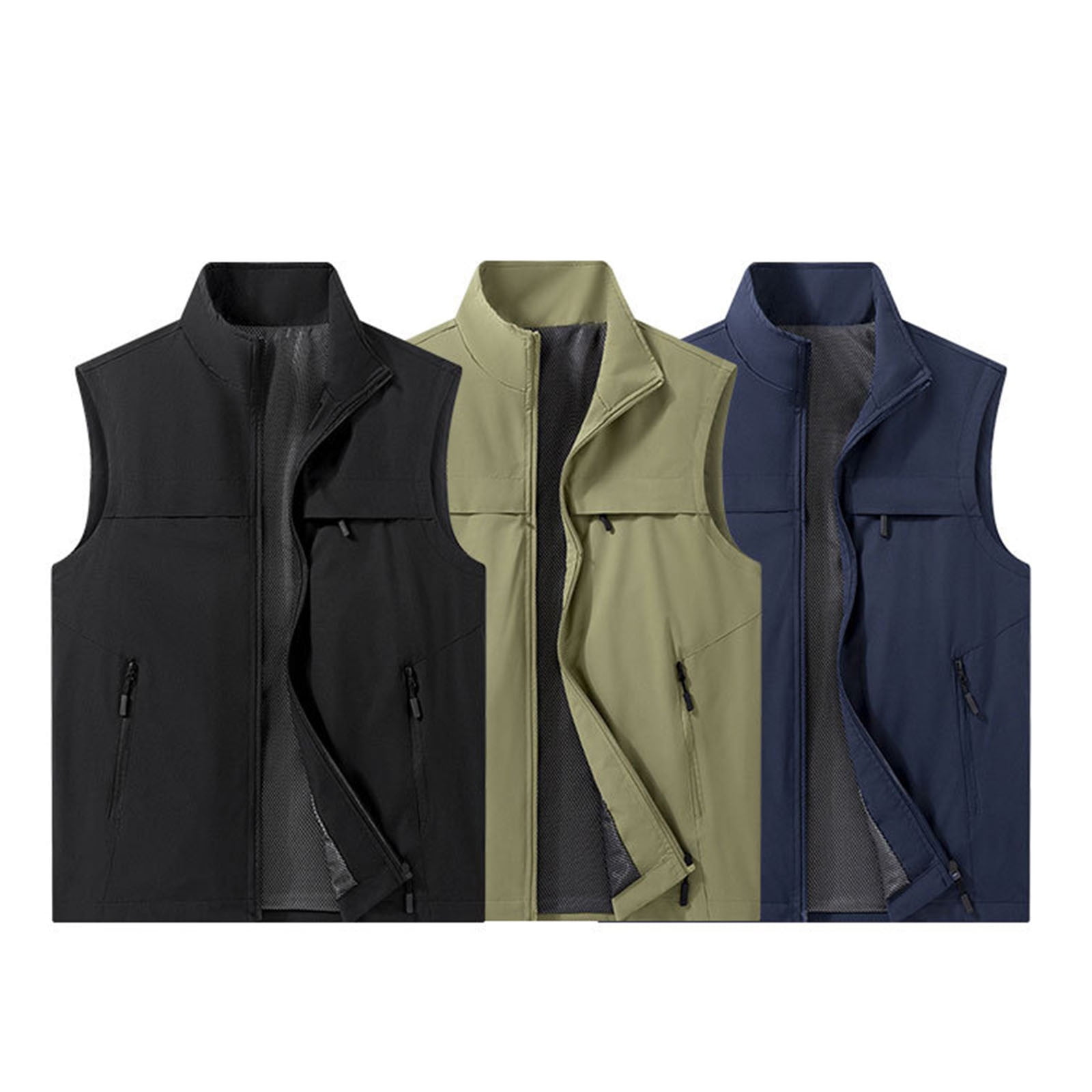 BVOFAR Big and Tall Lightweight Outdoor Vest for Men with Multi-Pockets Windproof Sleeveless Vest Outerwear for Running Golf Hiking Travel Navy XXXXXL