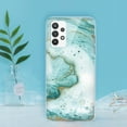 thumbnail image 5 of TJS Phone Case for Samsung Galaxy A32 5G, with [Tempered Glass Screen Protector] Slim TPU Matte Marble Transparent Clear Cover (Mint Green Marble), 5 of 7