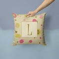thumbnail image 2 of Carolines Treasures CJ1004-LPW1414 Letter L Initial Monogram - Tan Dots Fabric Decorative Pillow, 14Hx14W, multicolor, 2 of 4