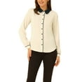 thumbnail image 1 of INSPIRE CHIC Women's Button Down Shirt Long Sleeve Work Peter Pan Collar Blouse Tops S Apricot, 1 of 5