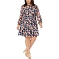 thumbnail image 1 of Monteau Robe Florale Ligne A pour Femmes, Bleue, Grande Taille, 2X, 1 of 1